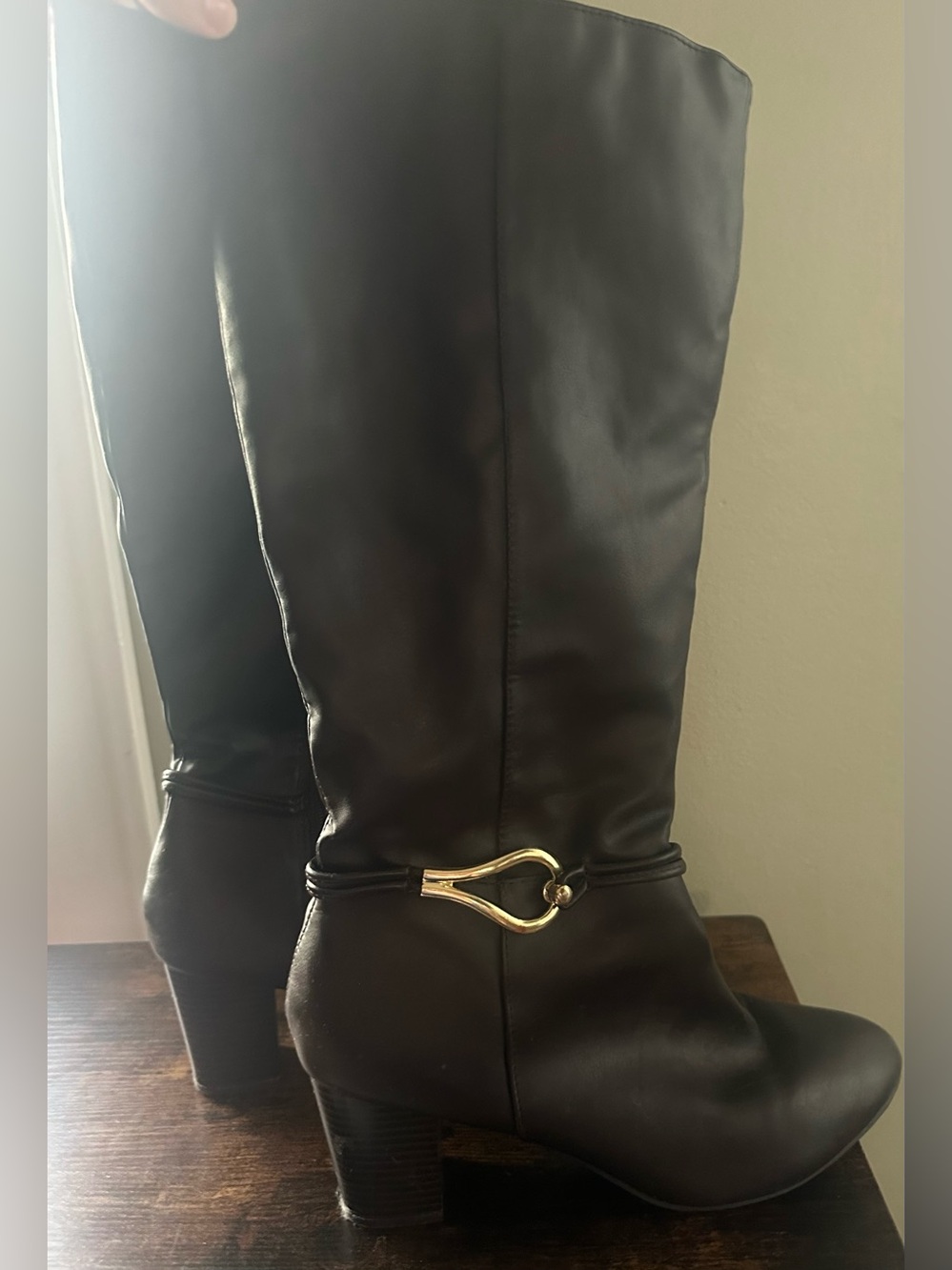 dexflex comfort Brown Knee-High Boots with Gold Accent Hardware